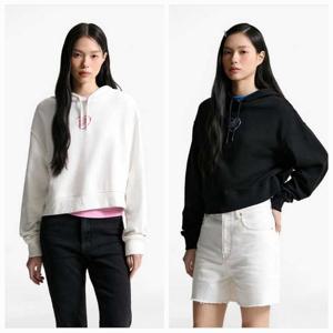 [타미힐피거데님] 여성 크롭 하트 후디 (T32F6TTO30TWT1) T32F6TTO30TWT1