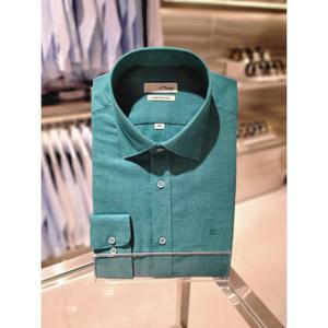 [듀퐁셔츠] 듀퐁 와이셔츠(SE5SM22LS757SGE)슬림핏 긴소매 린넨 소재 그린 셔츠 SE5SM22LS757