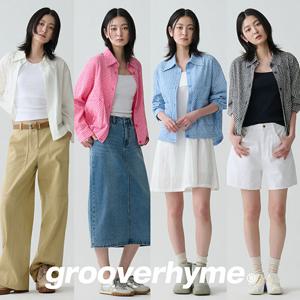 그루브라임 26SS 최신상 여성 블라썸 시어서커 깅엄 셔츠 재킷 2종