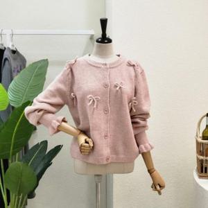 [포커스]  FS4A7KC00398_파스텔 리본 라운드 가디건