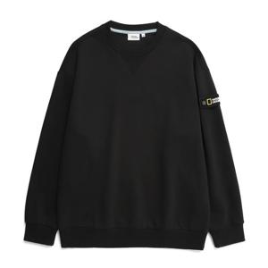 내셔널지오그래픽 N231USW902 세미 오버핏 와펜 맨투맨 티셔츠 CARBON BLACK