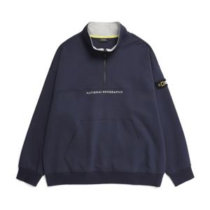 내셔널지오그래픽 N231USW906 데일리 세미 오버핏 트레이닝 반집업 맨투맨 티셔츠 DUSTY NAVY