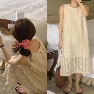 G125780_펀칭레이스 니트 나시 롱원피스