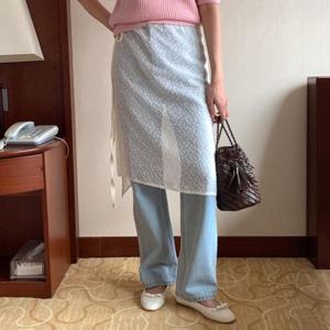 빅사이즈사랑해요 Q790L403 슬릿레이스도트스커트 DD