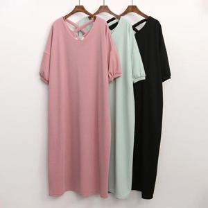 빅사이즈사랑해요 G908L405 셔링X끈반팔롱원피스 NO