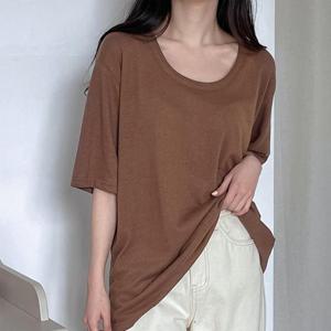 아이우먼 루즈핏무지린넨반팔티 SSN057M406 빅사이즈