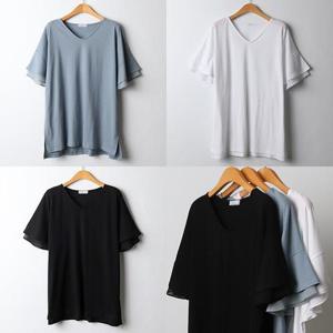 위쉬몰 OL 브이넥날개소매반팔티(I913H406) 빅사이즈