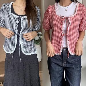 위쉬몰 YP 레이스프릴체크가디건(S390H407) 빅사이즈