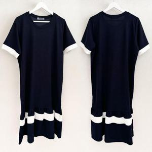 빅사이즈데일리원피스 S236L407 젤리프릴배색반팔원피스 BS