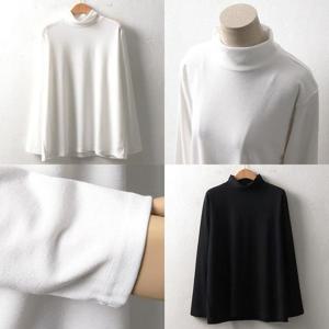 빅사이즈 3계절 반 목 폴라 티 셔츠 WW7237 신축성 굿 가을옷