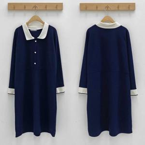 빅사이즈카라원피스 O708L410 마일드배색카라원피스 BS