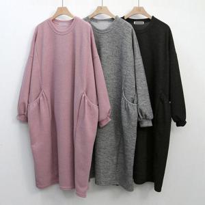 빅사이즈주머니원피스 K456L410 골지포켓셔링롱원피스 NO