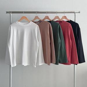 빅사이즈무지티 T104L411 서퍼박시라운드면긴팔티 SS