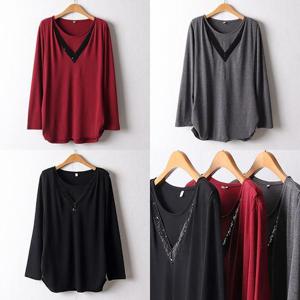 위쉬몰 MN 브이스팽글스판티셔츠(F495H411) 빅사이즈