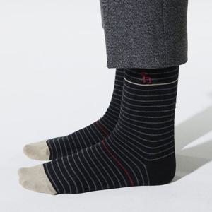 [헤지스ACC] 스트라이프 컬러 배색 장목 양말 3종 세트 HJSS5E105WT