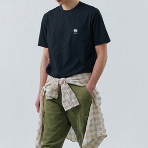 머렐 남성 블랙 라운드 반팔 티셔츠 D4ST203MBLK