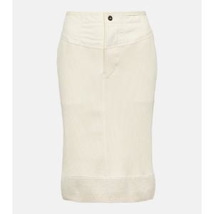 Bottega Veneta 리브 니트 코튼 저지 미디 스커트 P00916141