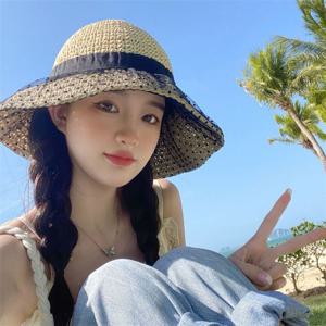 망사밀짚 라피아햇 버킷햇 여성 선캡 벙거지 썬캡