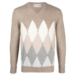 26 SS 발렌타인 아가일 니트 V넥 캐시미어 스웨터 B2P00112KA8 TP432330178