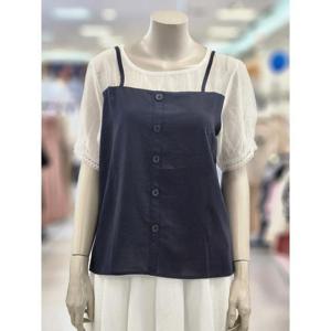 SOUP 여성 뷔스티에 배색 반팔 블라우스 OB4SST11