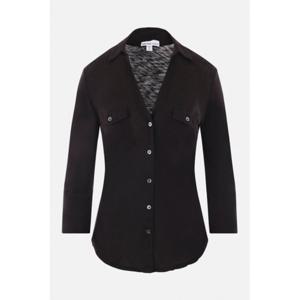 제임스펄스 블랙 슬럽 코튼 리브드 저지 패널 셔츠 WUA3042 BLK