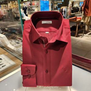 [듀퐁셔츠] 듀퐁셔츠 SE5FM21LS310SRD 컴포터블 구김이 적은 스트레치 레드 슬림 핏 셔츠 SE5FM21LS310