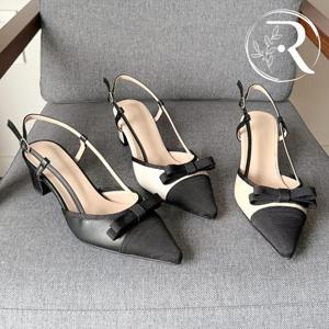 [디자이어로즈] 여성 배색 토 슬링백 구두 힐 3cm