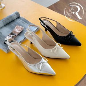 [디자이어로즈] 리본장식 뾰족코 슬링백 구두 5cm