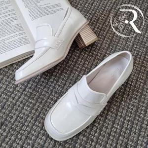 [디자이어로즈] 가죽 로퍼힐 5cm 미들굽 단화