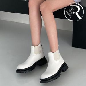 [디자이어로즈] 화이트 소가죽 첼시부츠 6cm 가을부츠