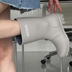 [디자이어로즈] 여자 통 넓은 레인부츠 컬러장화