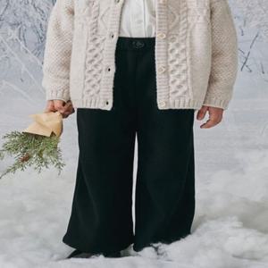 [빈]  BZ63PT05BK 블랙 기모 와이드 크롭 팬츠