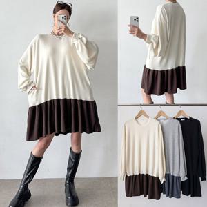 나야홍 / 위쉬몰 MA 배색프릴린니트원피스(V822H512) 빅사이즈