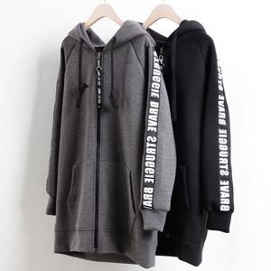 나야홍 / 빅사이즈아우터 0138L512 영문소매띠후드집업 MN