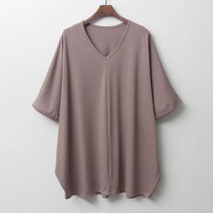 나야홍 / 아이우먼 딥브이넥가오리반팔 ILE027M601 빅사이즈