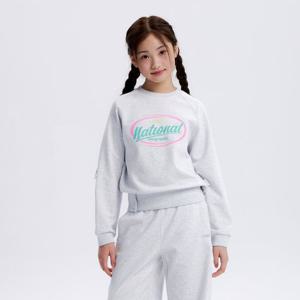 [내셔널지오그래픽키즈]K261GSW920 여아 그래픽 맨투맨 WHITE MELANGE