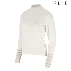 엘르골프 세이브존01 여성 퍼프숄더 컬러팁 목크넥 스웨터 6J63452 100