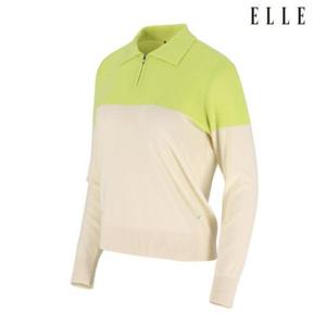 엘르골프 세이브존01 여성 컬러블럭 반집업 목크넥 스웨터 6J63401 220