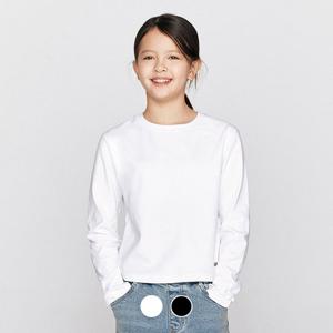 [지오다노주니어] 03326503 여아 코튼 햄라인 긴팔티