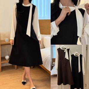 나야홍 / 위쉬몰 YP 사이드리본배색원피스(X041H601) 빅사이즈