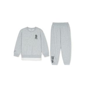 MLB키즈트레이닝세트 NQK 7AS2V0551-43MGL 스트릿 로고 레이어드 맨투맨 세트 보스턴 레드삭스