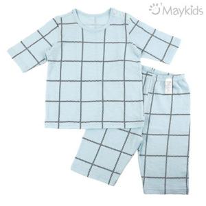 [메이키즈]체크스퀘어블루 7부슬라브