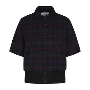 M 핑골프반팔티 NQC 121D3TF152_GN 여성 체크 버튼 카라 반팔 티셔츠