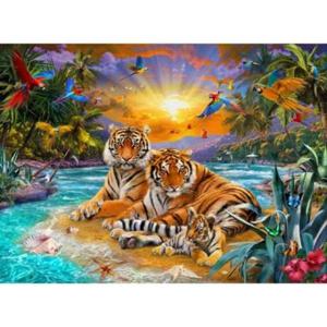 그림퍼즐 500피스 천국의 정원에 호랑이가족 직소퍼즐 HP506
