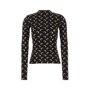 마린세르 문 프린티드 저지 세컨드 스킨 하이넥 탑 WTS005ACJER0