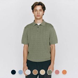 [지오다노]남성 케이블 반팔 카라 니트 스웨터 055522/01055522