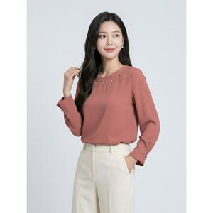 [프렐린][프렐린]진주장식 티셔츠-R1PU241300B