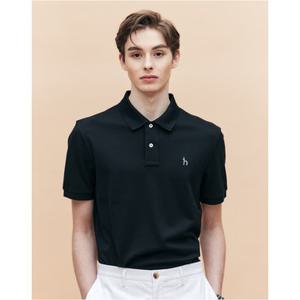 헤지스 남성 25SS 링클프리 블랙 반팔 피케 티셔츠 HZTS5B403BK