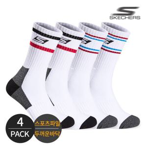 스케쳐스 남성 스포츠파일 투라인 배색 크루삭스 4P_MX