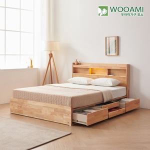 우아미가구 모노 우디 LED 원목 수납침대 SS 55T매트 FO5160